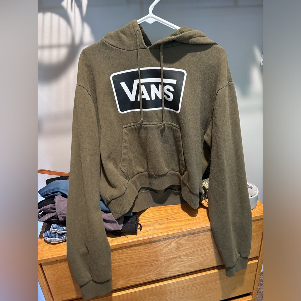 Olive green Vans cropped hoodie